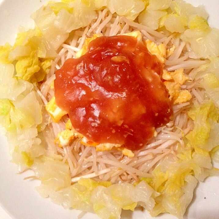 節約!モヤシと白菜の卵あんかけ